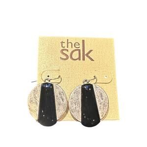 The Sak Black & Antiqued Silver Circular Drop Earrings NWT